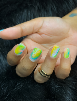 Abstract Geometric -Tie and Dye nail art