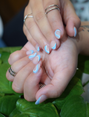 abstract geomrtic-Blue Twirl nail art